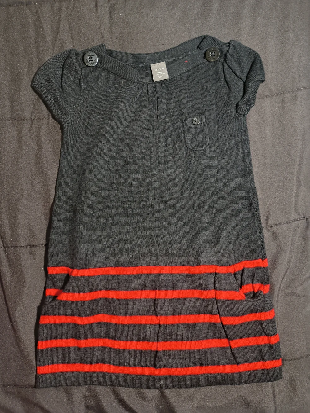 Kids Black & Red Striped Knit Dress - Gap